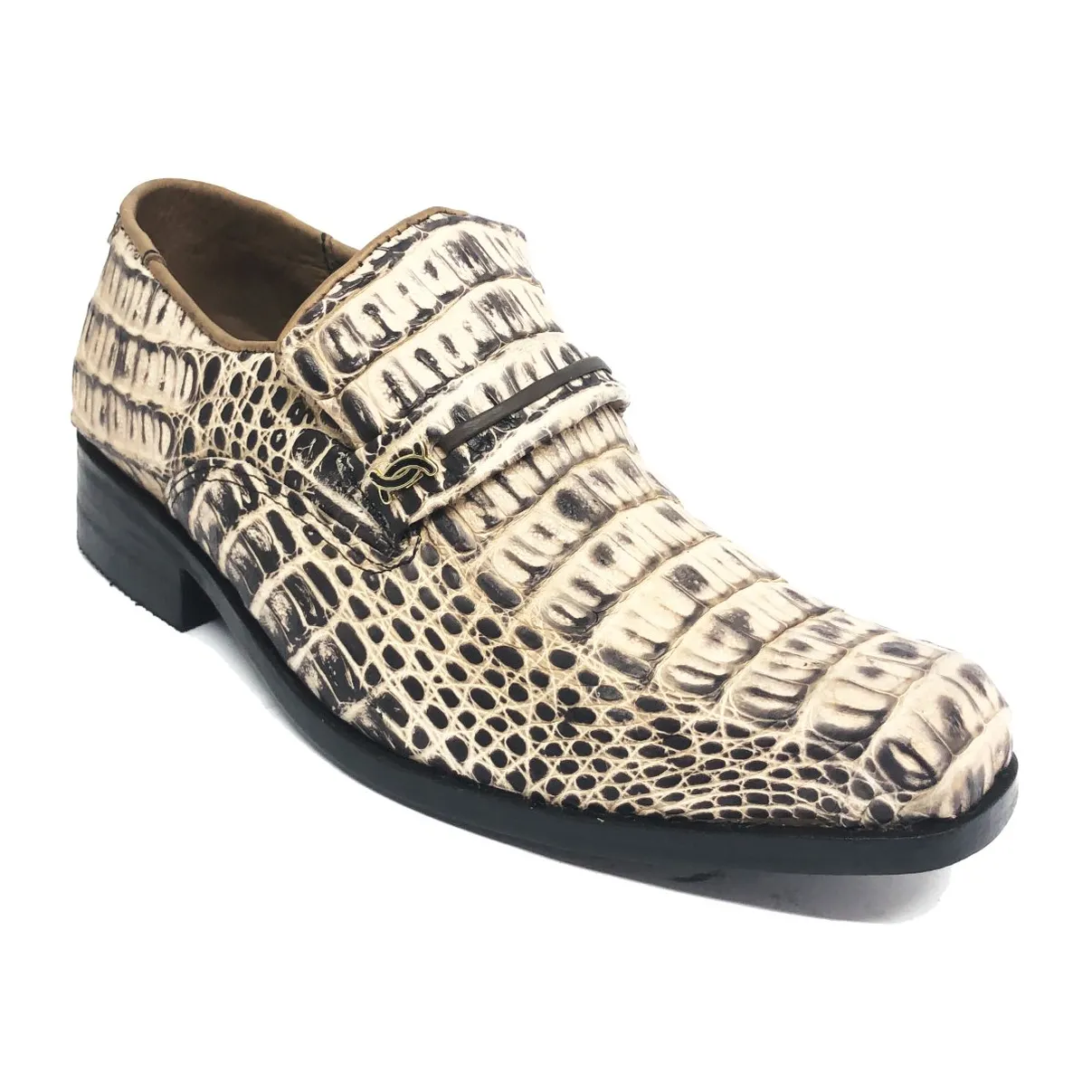 Sapato SOCIAL Reizinho Premium de Couro de Jacaré Desert Quest LIMITED EDITION - Cano Curto, Bico Quadrado Médio - Solado de Couro Artesanal