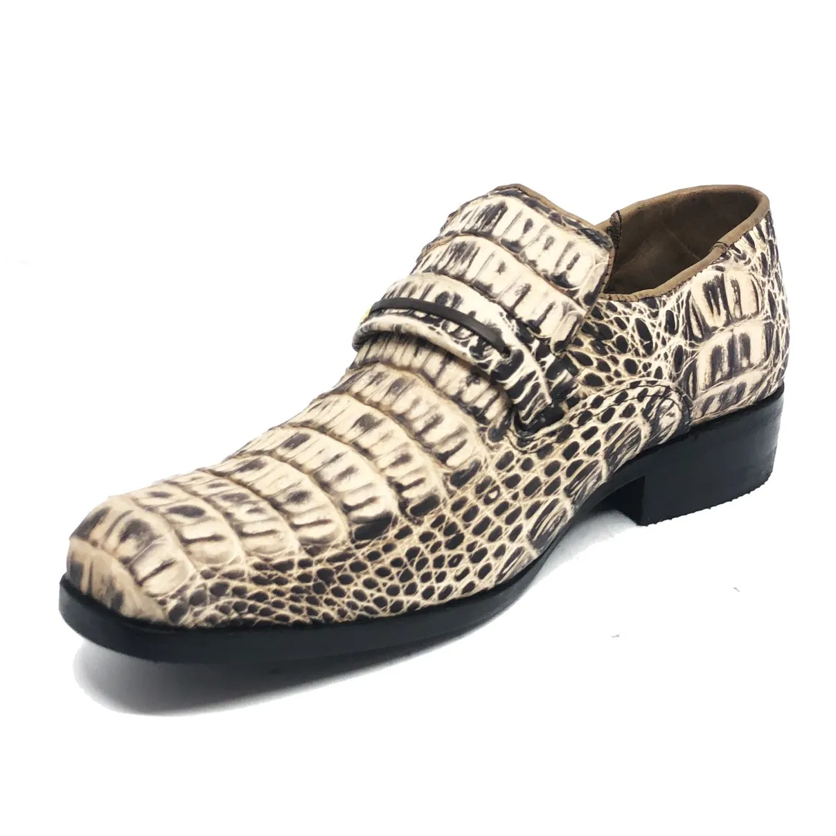 Sapato SOCIAL Reizinho Premium de Couro de Jacaré Desert Quest LIMITED EDITION - Cano Curto, Bico Quadrado Médio - Solado de Couro Artesanal