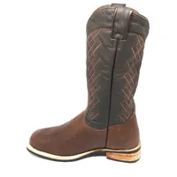 Bota de Couro de Barriga de Avestruz Marrom - Cano Alto, Bico Quadrado, Solado X-Flex Artesanal - imagem 3