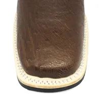 Bota de Couro de Barriga de Avestruz Marrom - Cano Alto, Bico Quadrado, Solado X-Flex Artesanal - imagem 5