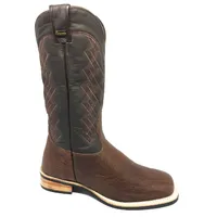 Bota de Couro de Barriga de Avestruz Marrom - Cano Alto, Bico Quadrado, Solado X-Flex Artesanal - imagem 6