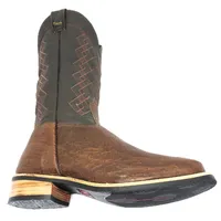 Bota de Couro de Barriga de Avestruz Marrom - Cano Alto, Bico Quadrado, Solado X-Flex Artesanal - imagem 4