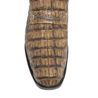 Sapato SOCIAL Reizinho Premium de Couro de Jacaré Tabaco LIMITED EDITION - Cano Curto, Bico Quadrado Médio - Solado de Couro Artesanal - imagem 4
