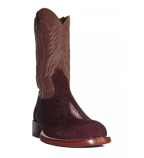 Bota de Arraia Vinho - CANO ALTO, BICO REDONDO, ​SOLADO DE COURO ARTESANAL