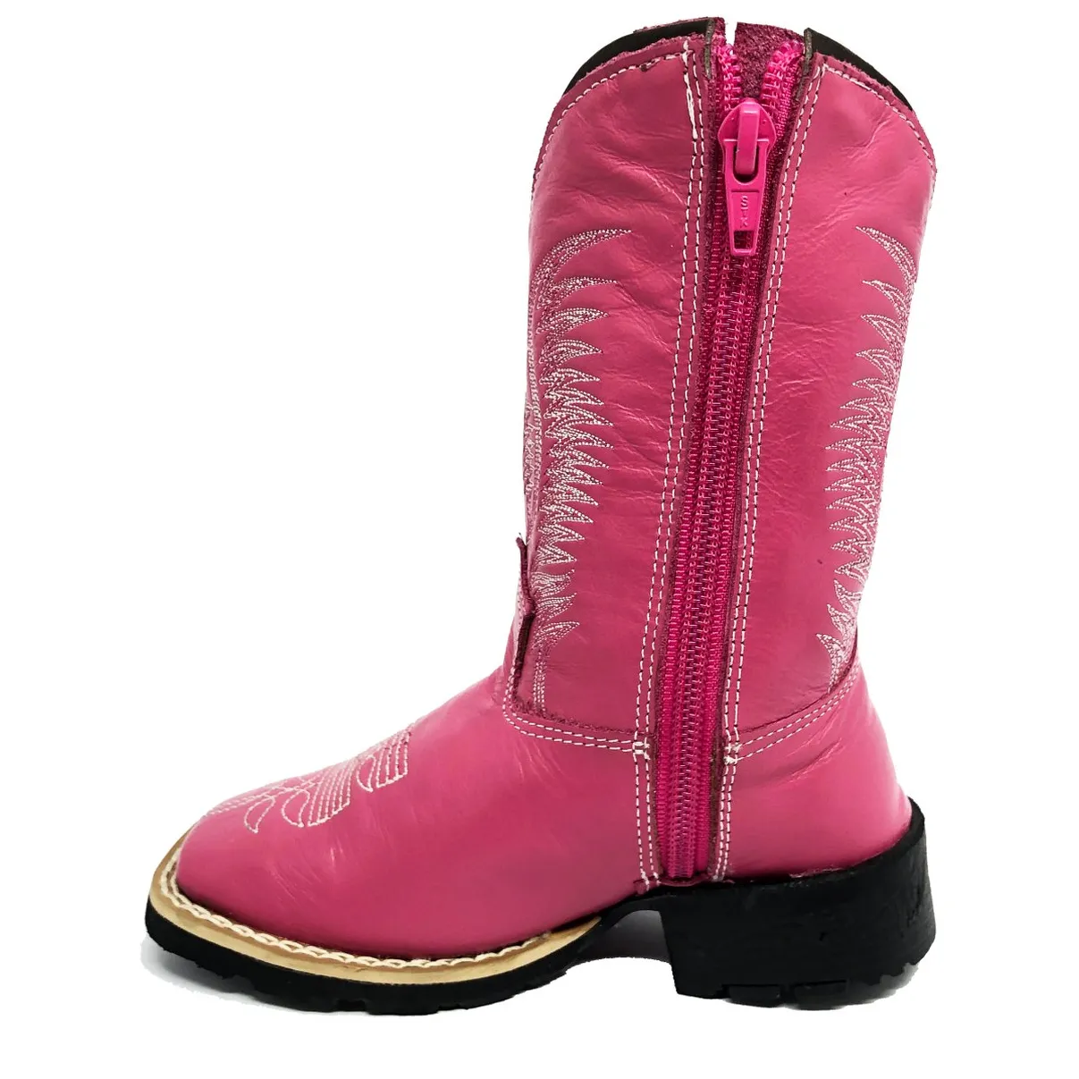 Bota Infantil de Couro Bovino Rosa | Reizinho Botas