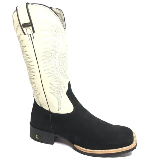 Bota Bufalada Preta - Cano Alto, Bico Quadrado, Solado Flex Comfort