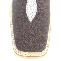 BOTA DE ARRAIA CAFÉ - CANO ALTO, BICO QUADRADO, ​SOLADO DE COURO ARTESANAL - imagem 3