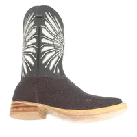 BOTA DE ARRAIA CAFÉ - CANO ALTO, BICO QUADRADO, ​SOLADO DE COURO ARTESANAL - imagem 6