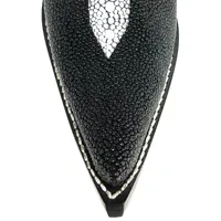 BOTA DE ARRAIA PRETA - CANO ALTO, BICO FINO, SOLADO DE COURO ARTESANAL - imagem 3