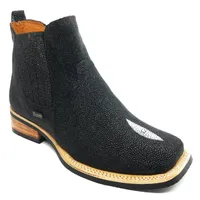 Bota de Arraia Preta - Cano Curto, Bico Quadrado, Solado X-Flex Artesanal - imagem 4