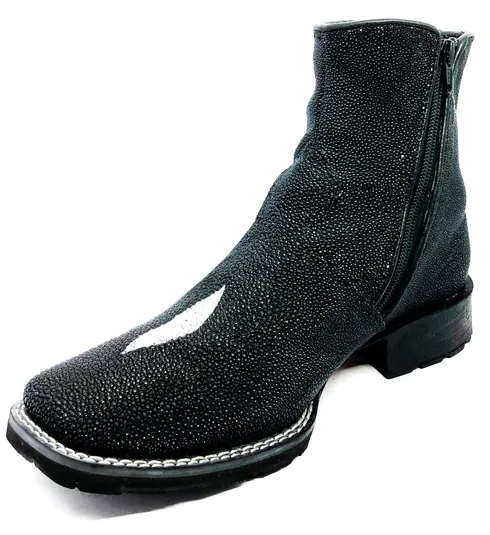 Bota de Arraia Preta - Cano Curto, Bico Quadrado, Solado Flex Comfort