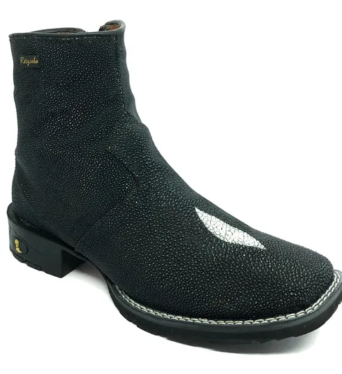 Bota de Arraia Preta - Cano Curto, Bico Quadrado, Solado Flex Comfort