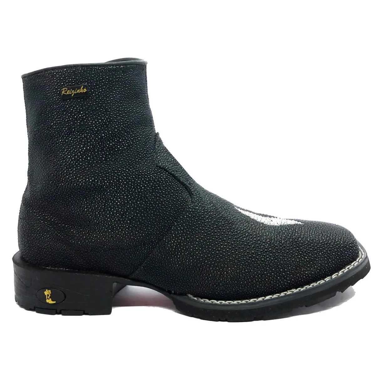 Bota de Arraia Preta - Cano Curto, Bico Quadrado, Solado Flex Comfort