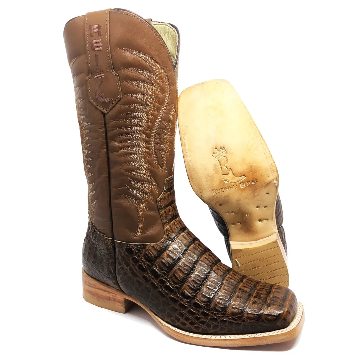 Bota Texana em Couro de Jacaré Tabaco | Limited Edition Reizinho Premium