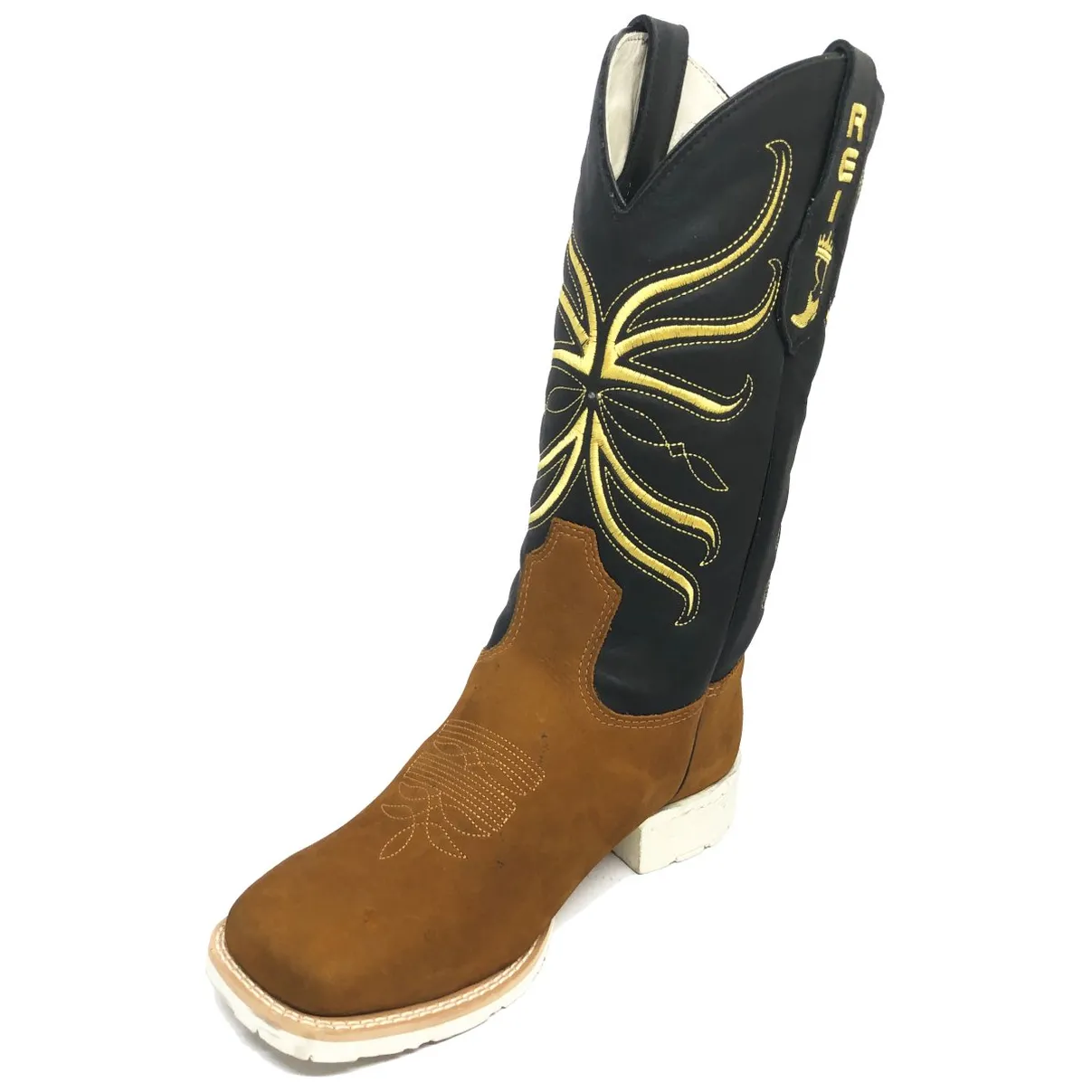Bota Texana De Couro Bovino Bufalada Caramelo - Cano Alto, Bico Quadrado - Solado Flex Comfort | Reizinho Botas