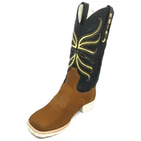 Bota Texana De Couro Bovino Bufalada Caramelo - Cano Alto, Bico Quadrado - Solado Flex Comfort | Reizinho Botas - imagem 6