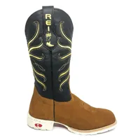 Bota Texana De Couro Bovino Bufalada Caramelo - Cano Alto, Bico Quadrado - Solado Flex Comfort | Reizinho Botas - imagem 4