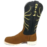 Bota Texana De Couro Bovino Bufalada Caramelo - Cano Alto, Bico Quadrado - Solado Flex Comfort | Reizinho Botas - imagem 2
