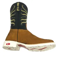 Bota Texana De Couro Bovino Bufalada Caramelo - Cano Alto, Bico Quadrado - Solado Flex Comfort | Reizinho Botas - imagem 3