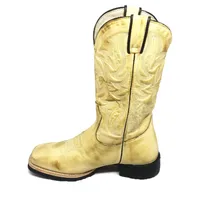 Bota Texana De Couro Bovino Bufalado Bege Old Burned - Cano Alto, Bico Quadrado - Solado Flex Comfort | Reizinho Botas - imagem 5