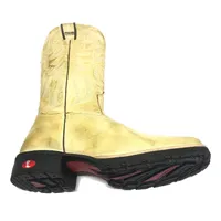 Bota Texana De Couro Bovino Bufalado Bege Old Burned - Cano Alto, Bico Quadrado - Solado Flex Comfort | Reizinho Botas - imagem 3
