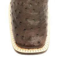 Bota de Avestruz Cheio Marrom - Cano Alto, Bico Quadrado, Solado de Couro Artesanal - imagem 3