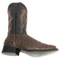 Bota de Avestruz Cheio Marrom - Cano Alto, Bico Quadrado, Solado de Couro Artesanal - imagem 6