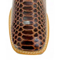 Bota Texana De Couro Bovino Imitação de Cobra Marrom - Cano Curto Zíper, Bico Quadrado - Solado Flex Comfort | Reizinho - imagem 7
