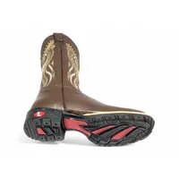 Bota Texana De Couro Bovino Marrom - Cano Alto, Bico Quadrado - Solado Flex Comfort | Reizinho Botas - imagem 3