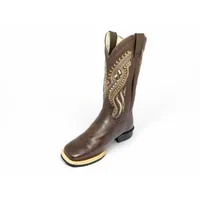 Bota Texana De Couro Bovino Marrom - Cano Alto, Bico Quadrado - Solado Flex Comfort | Reizinho Botas - imagem 6