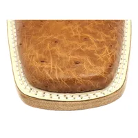 BOTA DE BARRIGA DE AVESTRUZ CONHAQUE - CANO CURTO, BICO QUADRADO, ​SOLADO DE COURO ARTESANAL - imagem 4