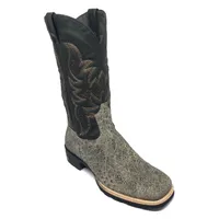 Bota de Barriga de Avestruz Ice Gray - Cano Alto, Bico Quadrado, Solado Flex Comfort - imagem 6