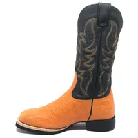 Bota de Barriga de Avestruz Laranja - Cano Alto, Bico Quadrado, Solado Flex Comfort - imagem 2