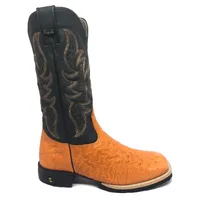 Bota de Barriga de Avestruz Laranja - Cano Alto, Bico Quadrado, Solado Flex Comfort - imagem 1