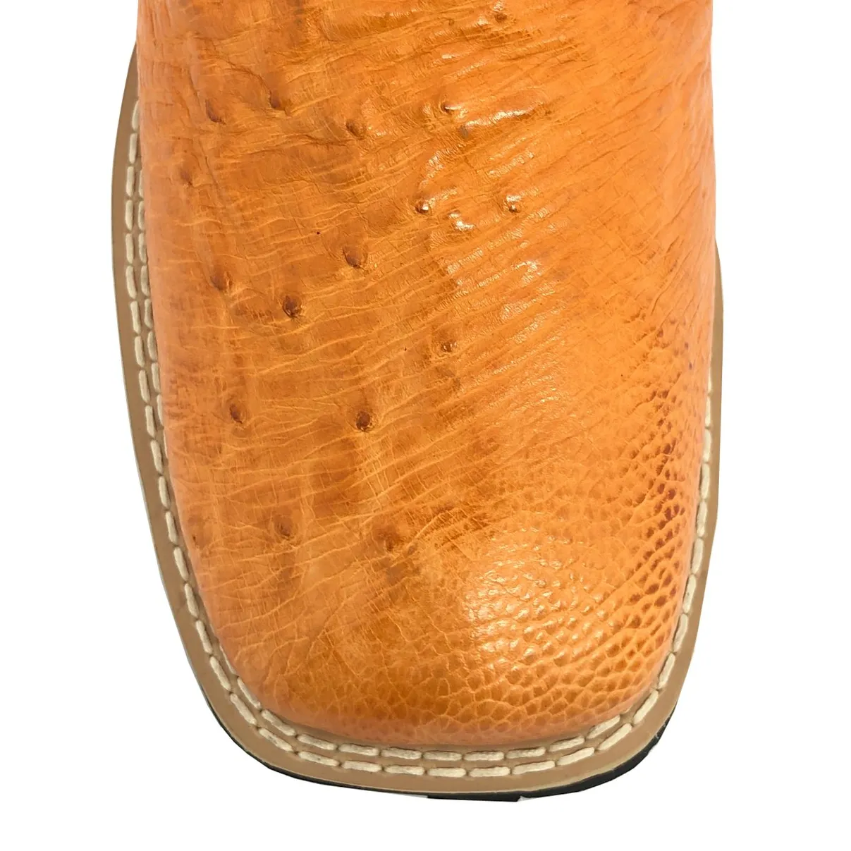 Bota de Barriga de Avestruz Laranja - Cano Alto, Bico Quadrado, Solado Flex Comfort