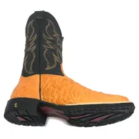 Bota de Barriga de Avestruz Laranja - Cano Alto, Bico Quadrado, Solado Flex Comfort - imagem 3
