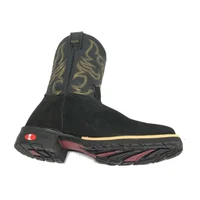 Bota Texana De Couro Bovino Bufalado Preto - Cano Médio, Bico Quadrado - Solado Flex Comfort - imagem 2