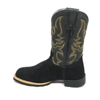 Bota Texana De Couro Bovino Bufalado Preto - Cano Médio, Bico Quadrado - Solado Flex Comfort - imagem 6