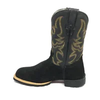 Bota Texana De Couro Bovino Bufalado Preto - Cano Médio, Bico Quadrado - Solado Flex Comfort - imagem 6