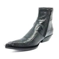 Bota de Cobra Naja Preta com Cabeça - CANO CURTO, BICO FINO, ​SOLADO DE COURO ARTESANAL - imagem 5