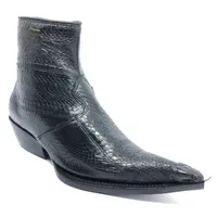 Bota de Cobra Naja Preta com Cabeça - CANO CURTO, BICO FINO, ​SOLADO DE COURO ARTESANAL - imagem 4