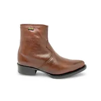 Bota Texana De Couro Bovino Marrom Castanho - Cano Curto Zíper, Bico Fino Arredondado - Solado de Couro Artesanal | Reiz - imagem 6