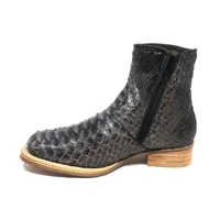 Bota de Cobra Python Luxo Black - CANO CURTO, BICO QUADRADO, ​SOLADO DE COURO ARTESANAL - imagem 2