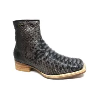 Bota de Cobra Python Luxo Black - CANO CURTO, BICO QUADRADO, ​SOLADO DE COURO ARTESANAL - imagem 1