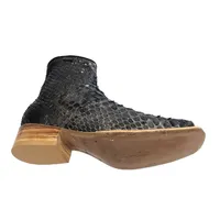 Bota de Cobra Python Luxo Black - CANO CURTO, BICO QUADRADO, ​SOLADO DE COURO ARTESANAL - imagem 6