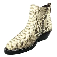 Bota de Cobra Python Natural - Cano Curto, Bico Fino Arredondado, Solado X-Flex Artesanal - imagem 2
