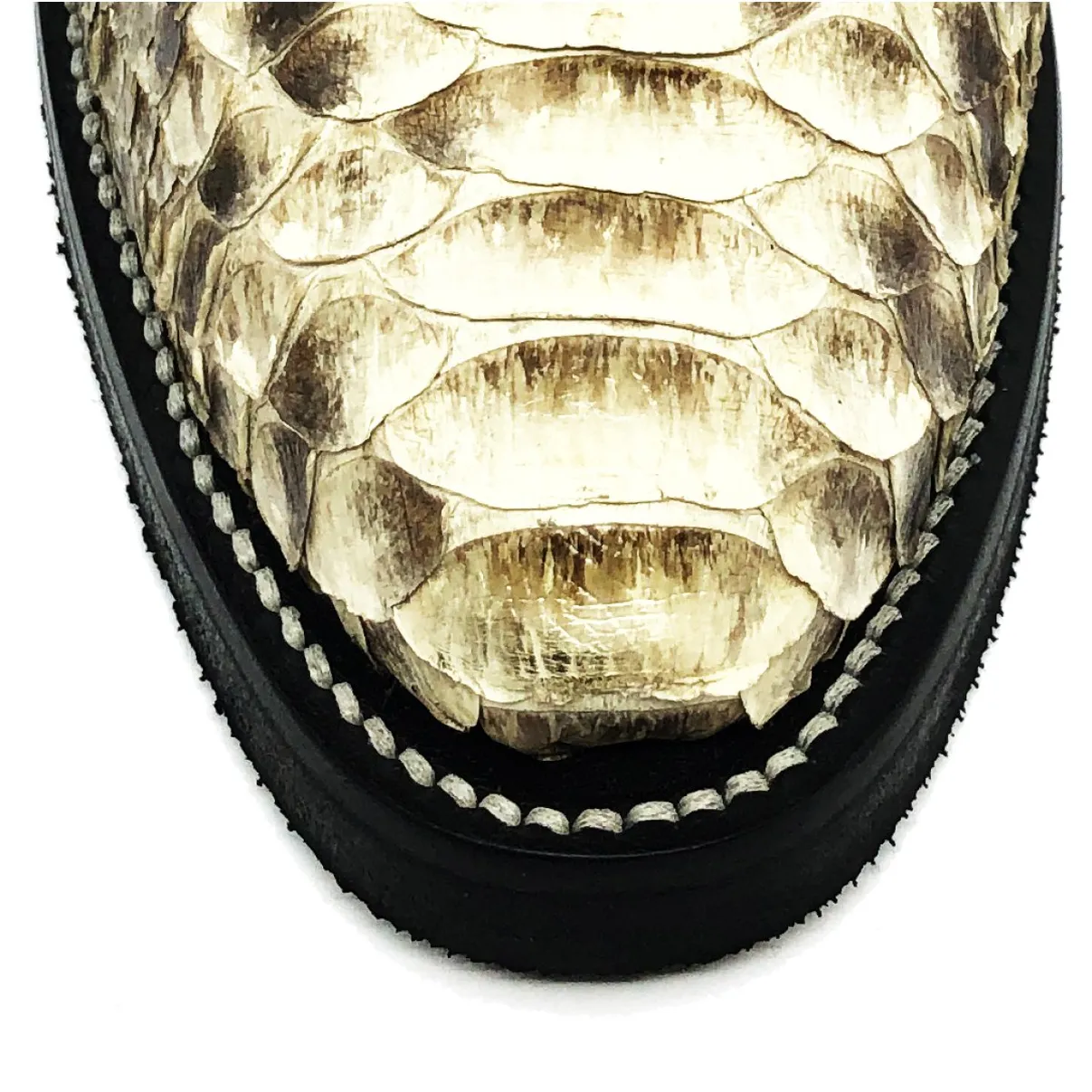 Bota de Cobra Python Natural - Cano Curto, Bico Fino Arredondado, Solado X-Flex Artesanal