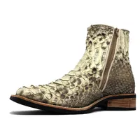 Bota de Cobra Python Natural - Cano Curto, Bico Quadrado, Solado X-Flex Artesanal - imagem 2