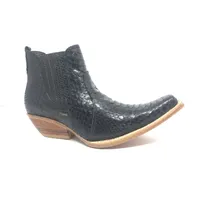 Bota de Cobra Python Preta - Cano Curto, Bico Fino Quadradinho, Solado de Couro Artesanal - imagem 1