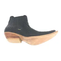 Bota de Cobra Python Preta - Cano Curto, Bico Fino Quadradinho, Solado de Couro Artesanal - imagem 3